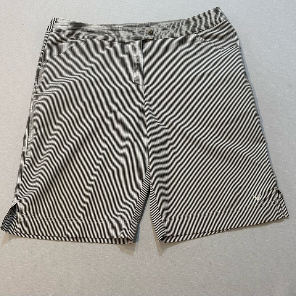 Callaway Golf Shorts Size 12 Black White Pinstripe Stretch Performance